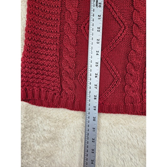 Pink Rose Red Cable Knit Cowl Neck Short Sleeve Sweater Dress Size S - Picture 9 of 12